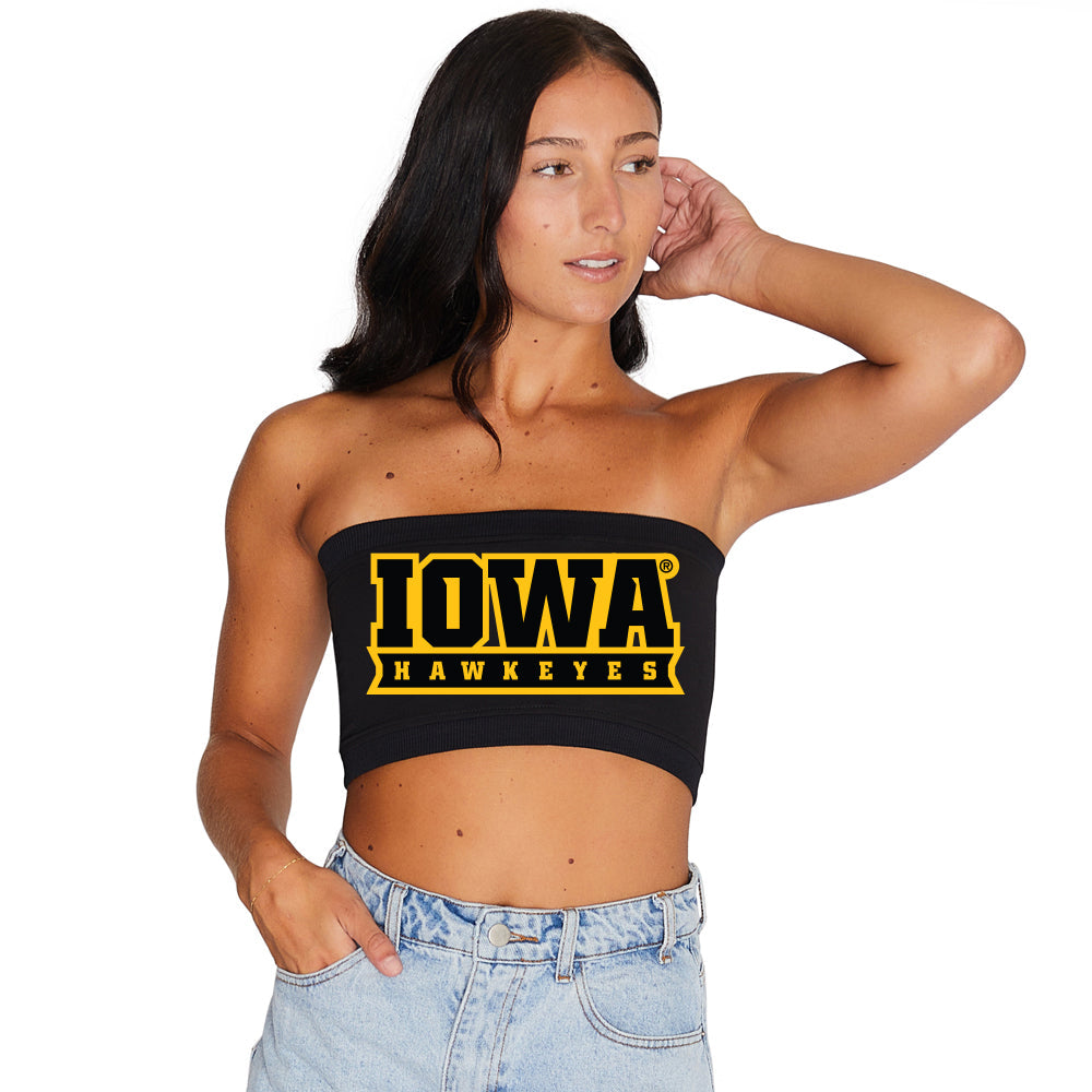 Iowa Hawkeyes Black Bandeau Top | lojobands