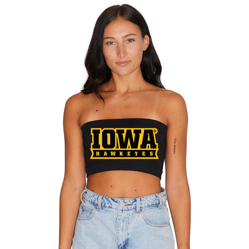 Iowa Hawkeyes Black Bandeau Top | lojobands