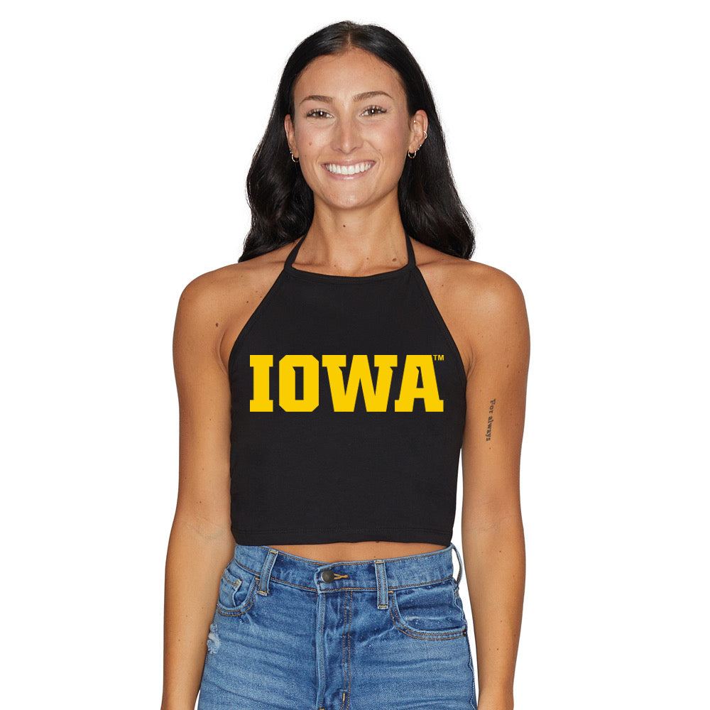 Iowa Hawkeyes Black Halter Top | lojobands