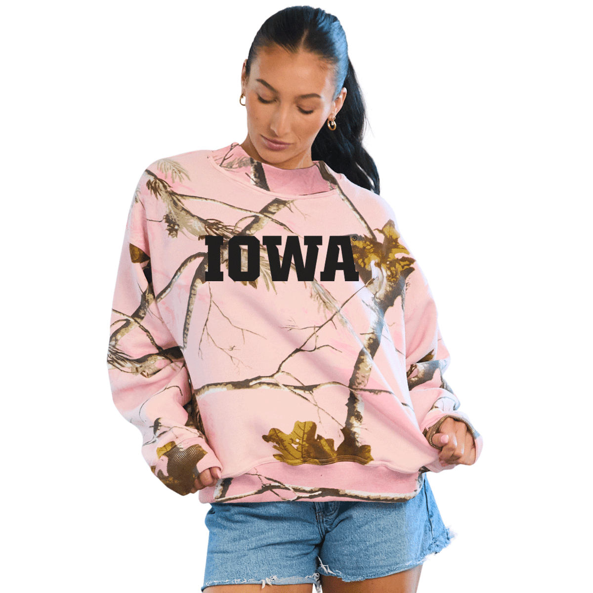 Iowa Hawkeyes Camo Mock Neck Sweatshirt | lojobands