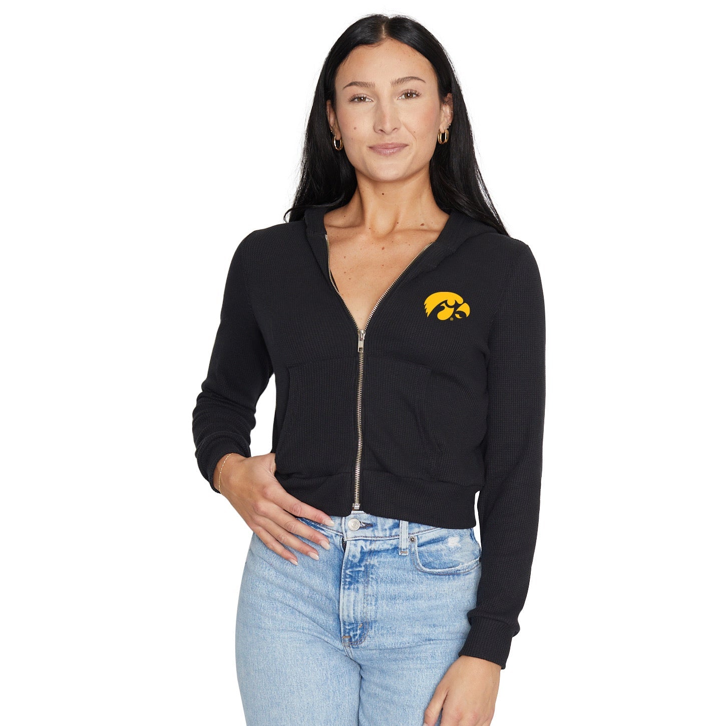 Iowa Hawkeyes Knit Waffle Knit Zip Up Hoodie | lojobands 3