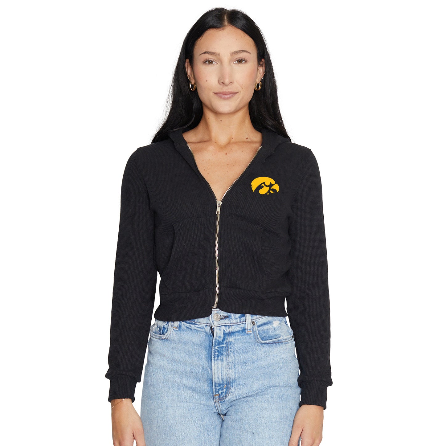 Iowa Hawkeyes Knit Waffle Knit Zip Up Hoodie | lojobands 4