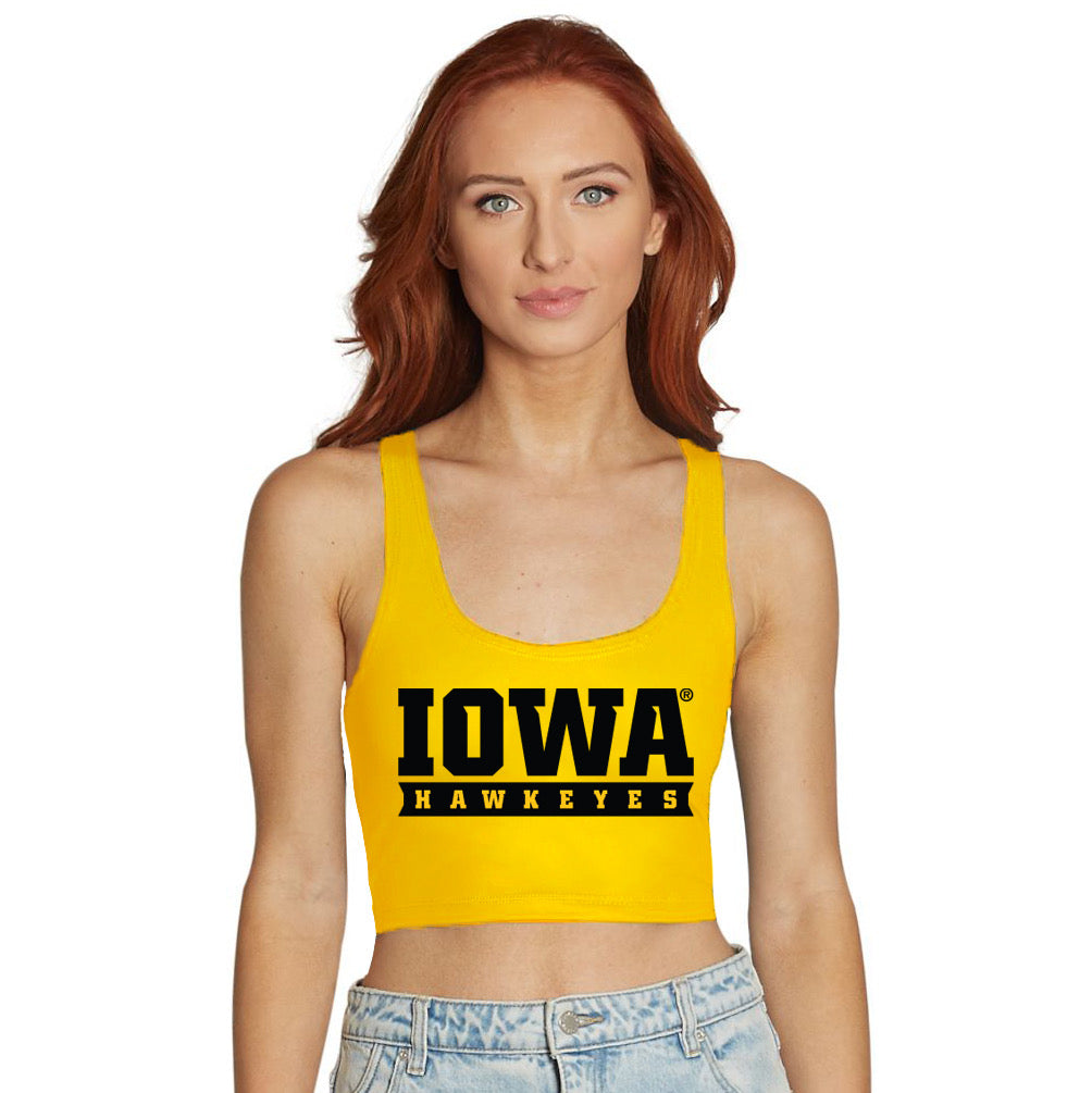 Iowa Hawkeyes Yellow Crop Tank Top | lojobands