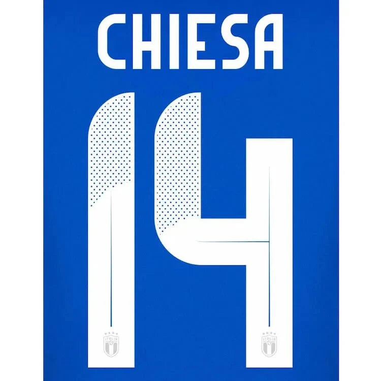 Italy 2024/25 Home Chiesa #14 Jersey Name Set 1