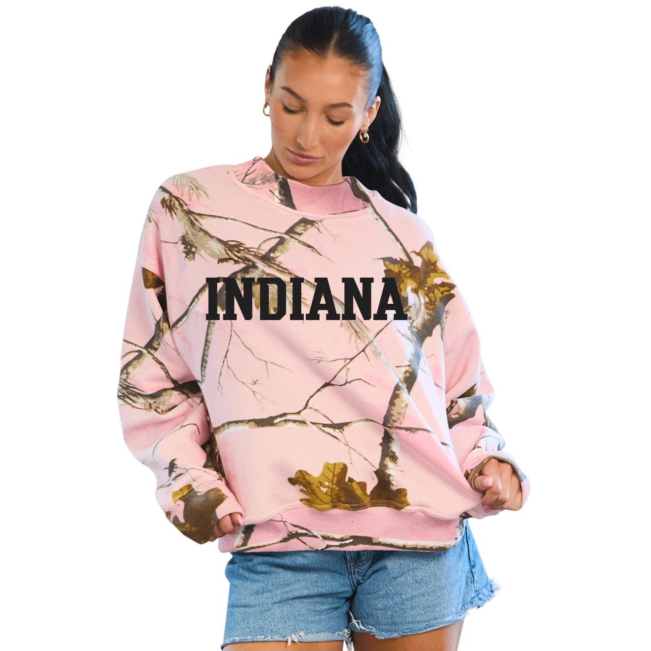 Indiana Hoosiers Camo Mock Neck Sweatshirt | lojobands