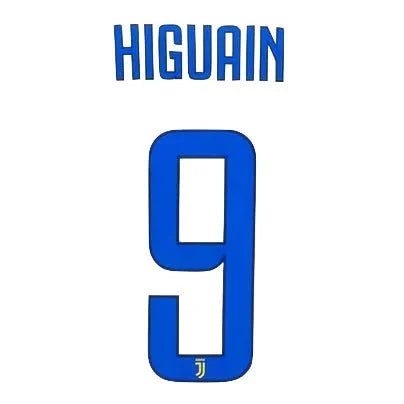 Juventus 2017/18 Away Higuain #9 Jersey Name Set 1
