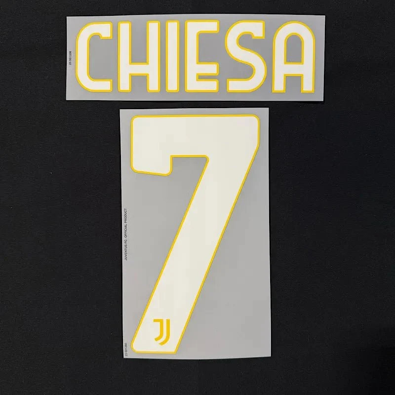 Juventus 2023-24 Home CHIESA #7 Youth Jersey Name Set 1