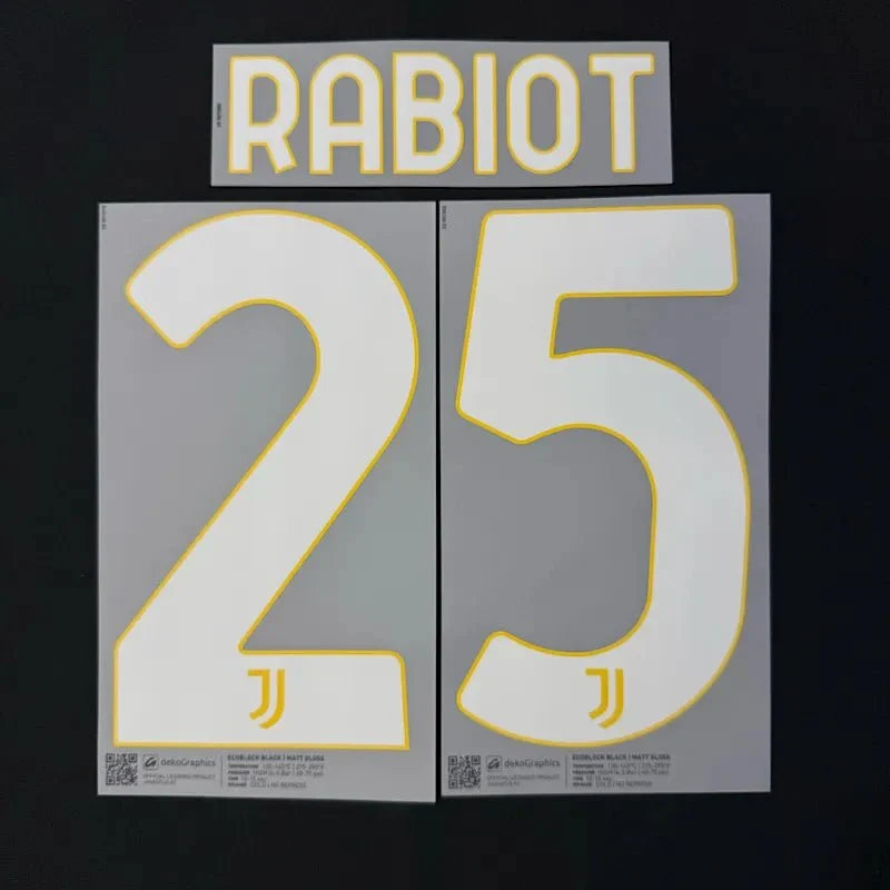 Juventus 2023-24 Home Rabiot #25 Jersey Name Set 1