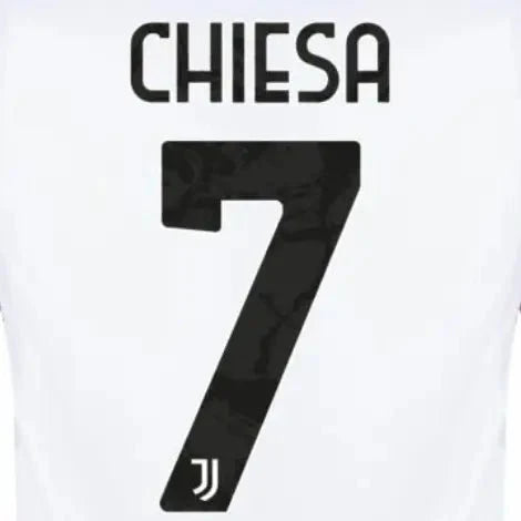 Juventus 2023/24 Away Chiesa #7 Youth Jersey Name Set 1