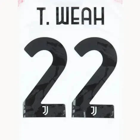 Juventus 2023/24 Away T. Weah #22 Youth Jersey Name Set 1