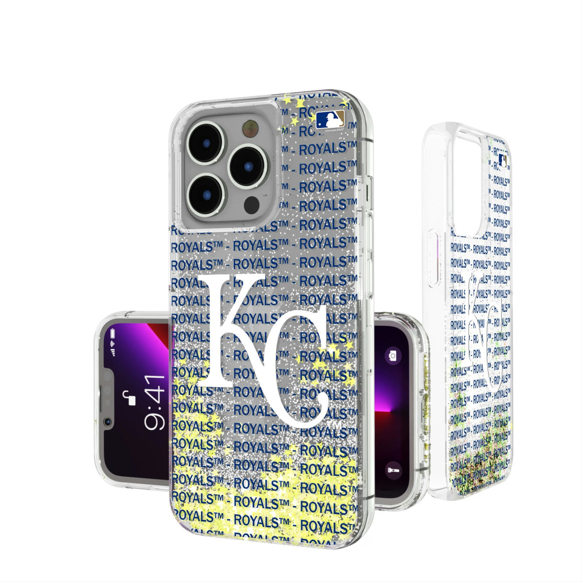 Kansas City Royals Text Backdrop Glitter Phone Case 16