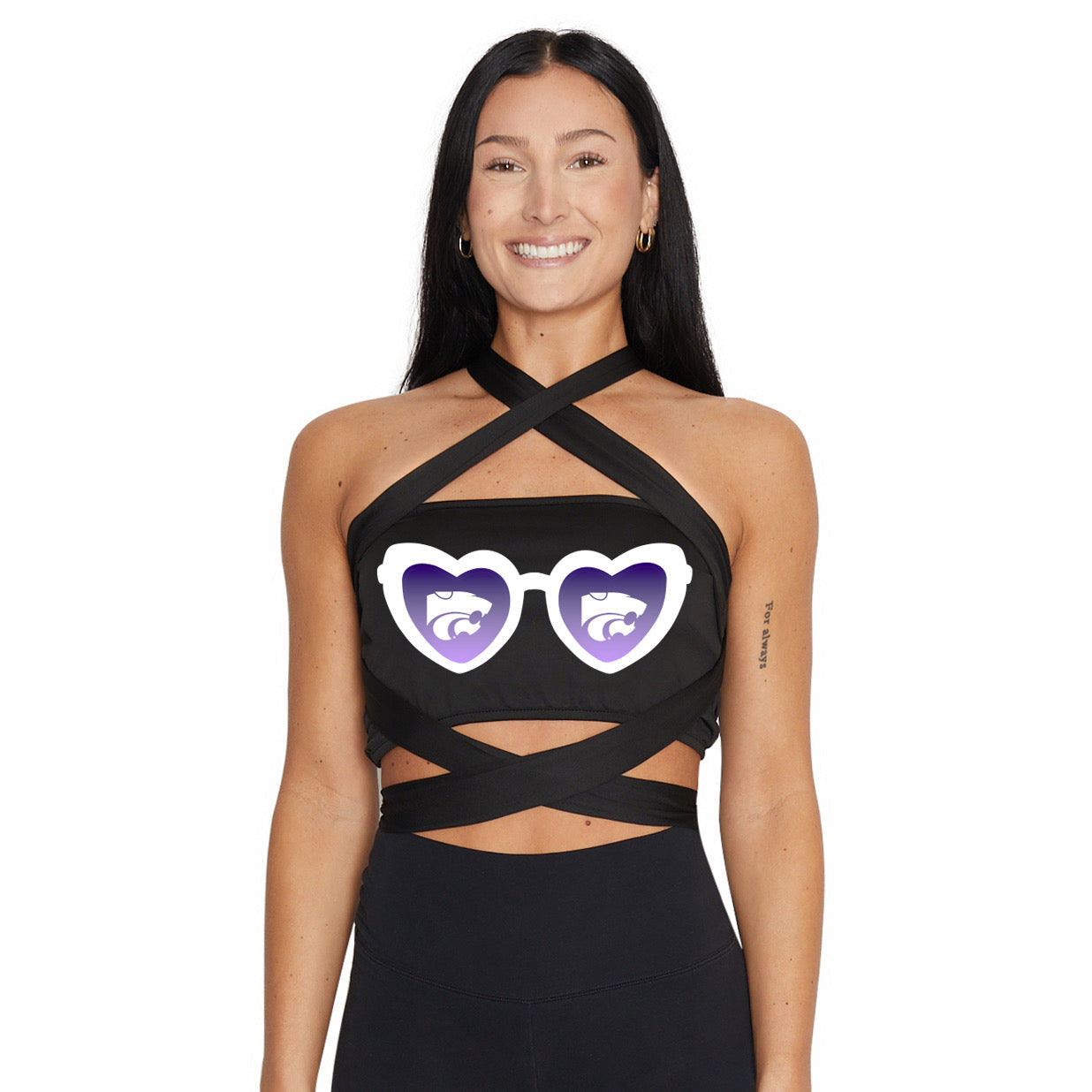 Kansas State Black Multi Way Bandeau Top | lojobands