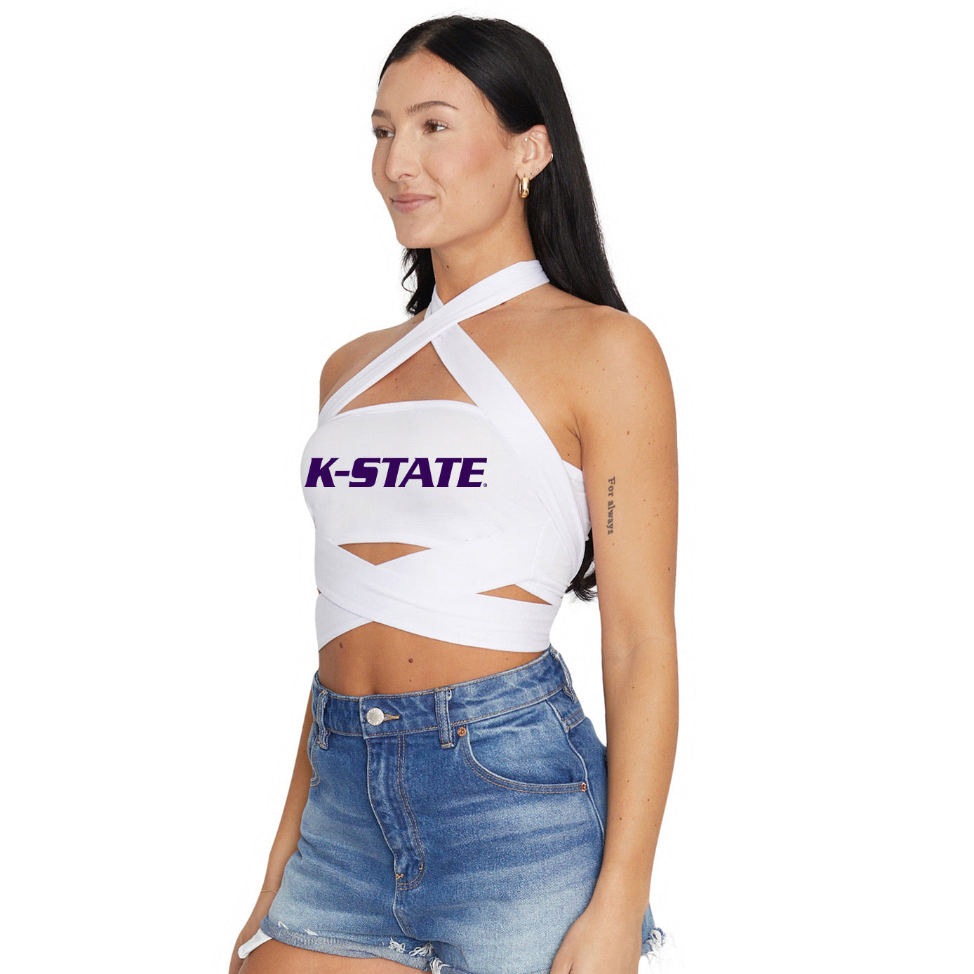 Kansas State White Multi Way Bandeau Top | lojobands