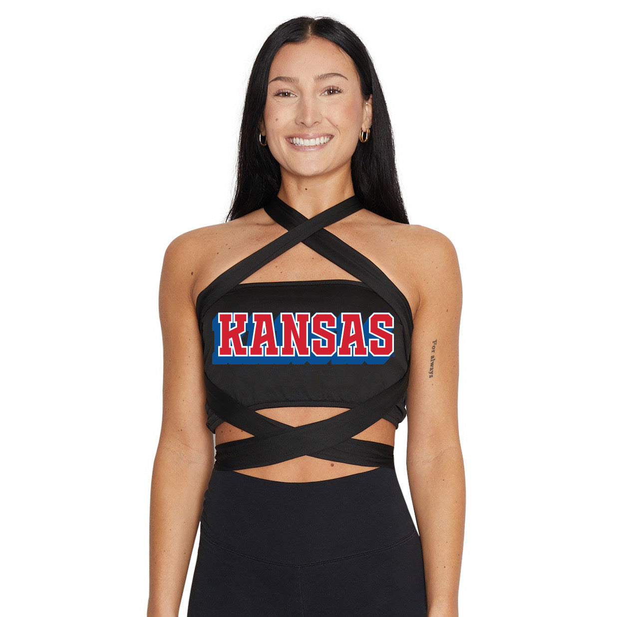 Kansas Jayhawks Black Multi Way Bandeau Top | lojobands