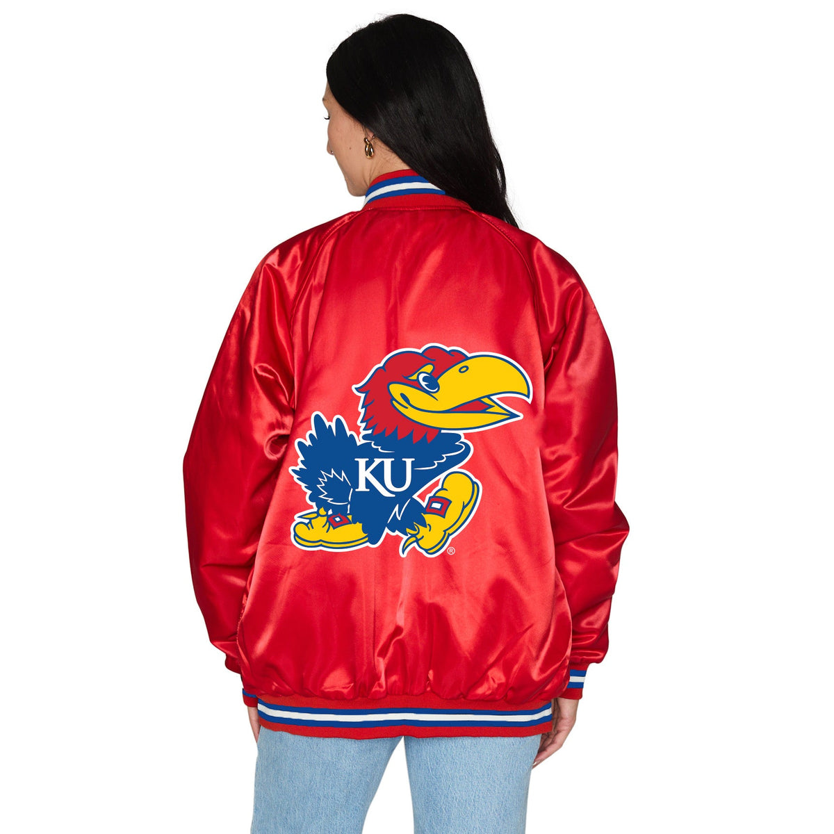 Kansas Jayhawks Satin Letterman Bomber Jacket | lojobands