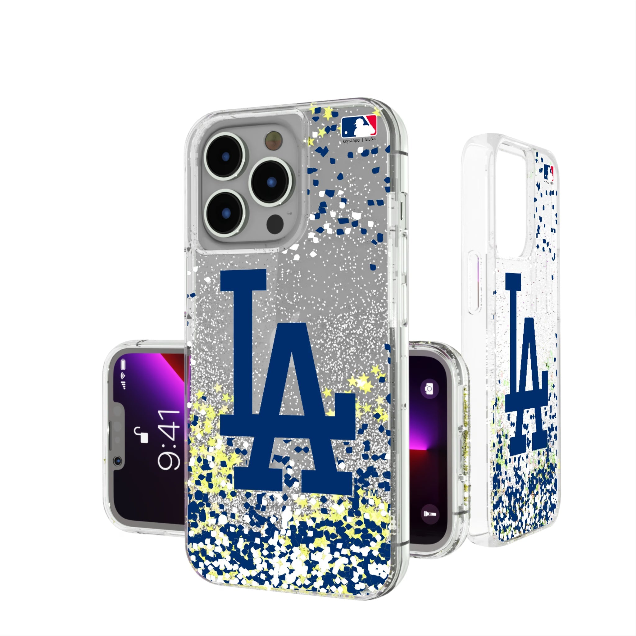LA Dodgers Confetti Glitter Phone Case for Apple iPhone 15