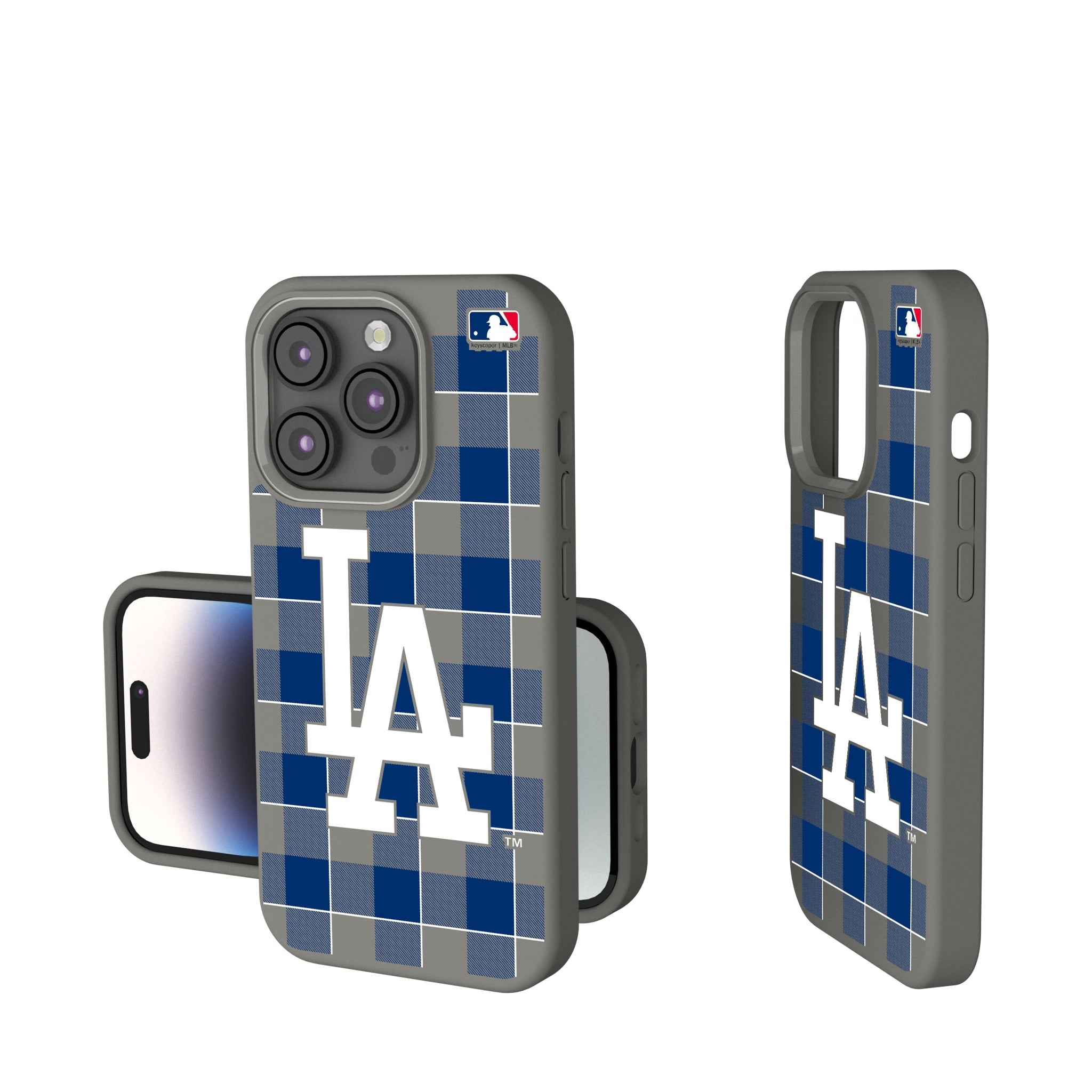 LA Dodgers Plaid Soft Touch Phone Case for Apple iPhone 2