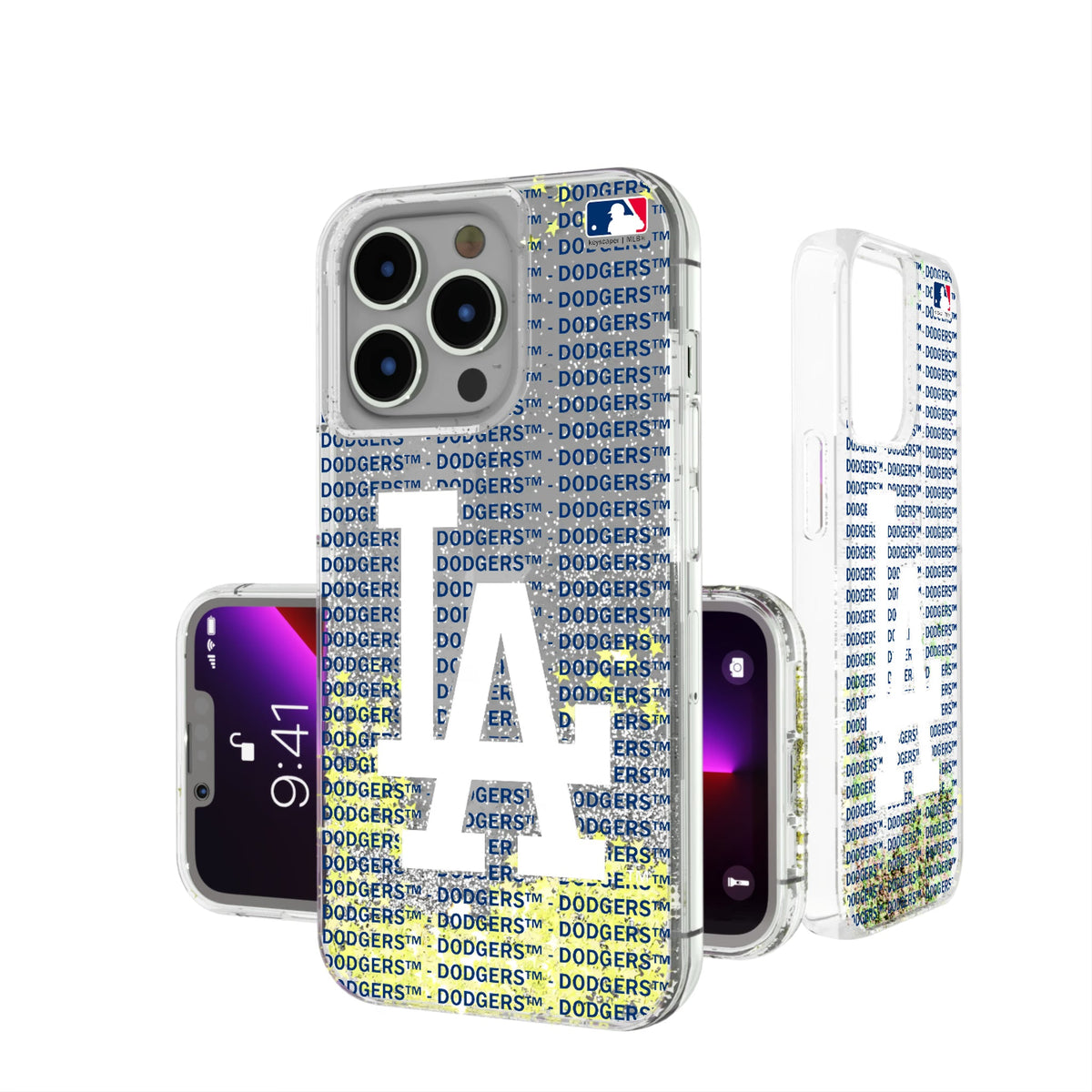 LA Dodgers Text Backdrop Glitter Phone Case for Apple iPhone 11