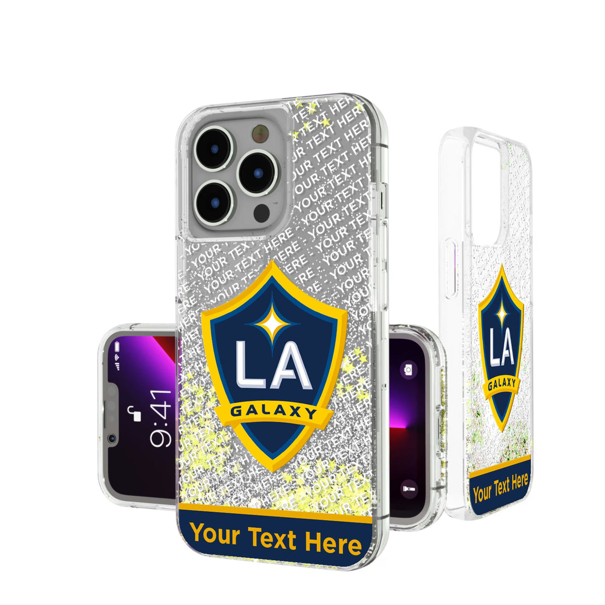 LA Galaxy Personalized EndZone Plus Glitter Phone Case for Apple iPhone 4