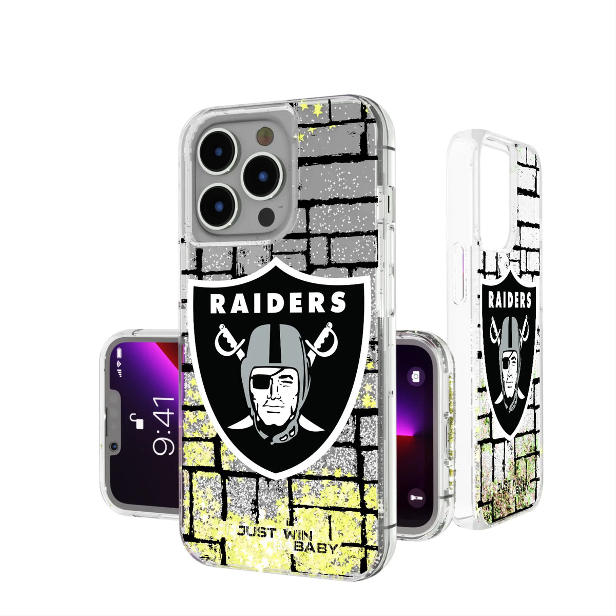 Las Vegas Raiders Brick Wall Glitter Phone Case for Apple iPhone 17 Series 15