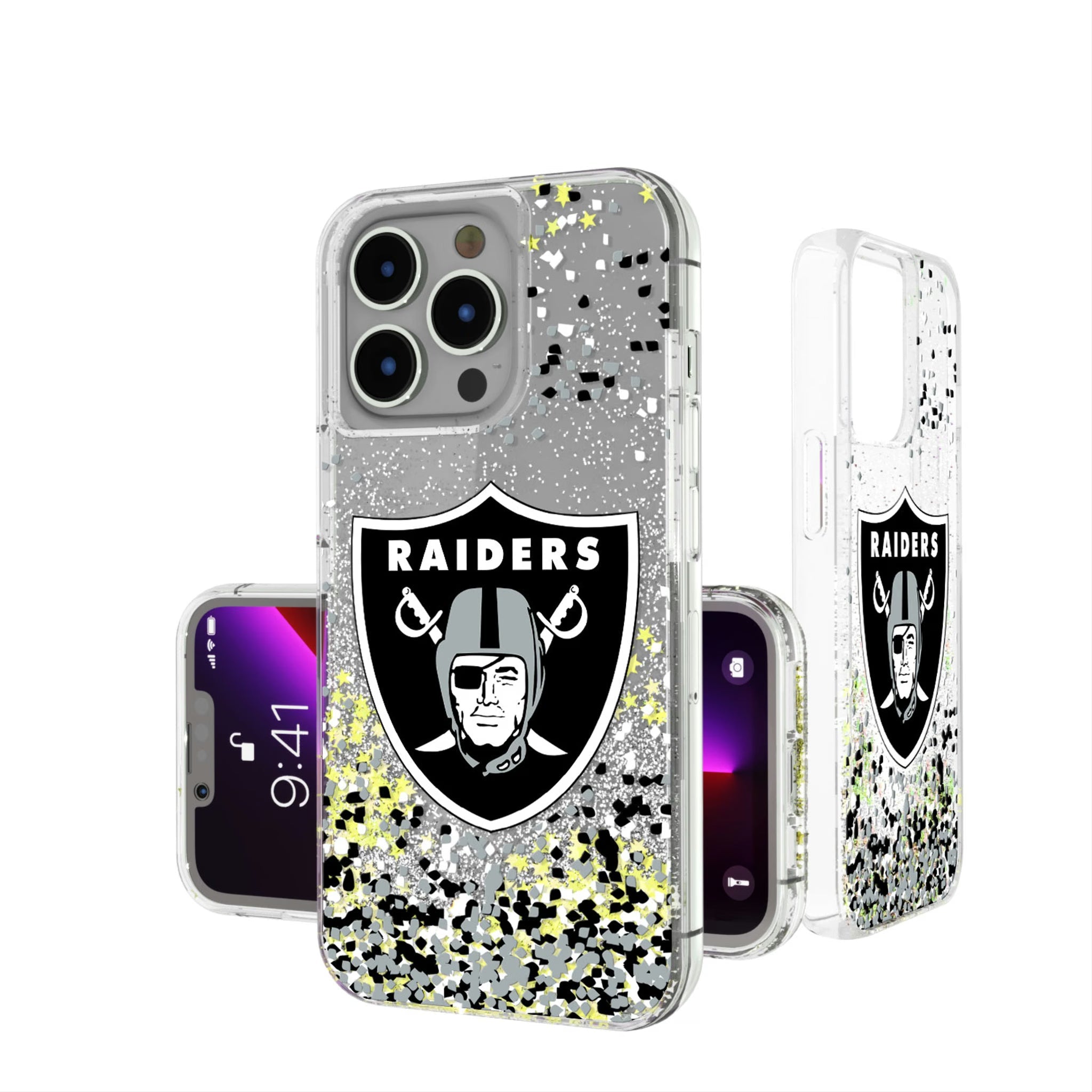 Las Vegas Raiders Confetti Glitter Phone Case 15