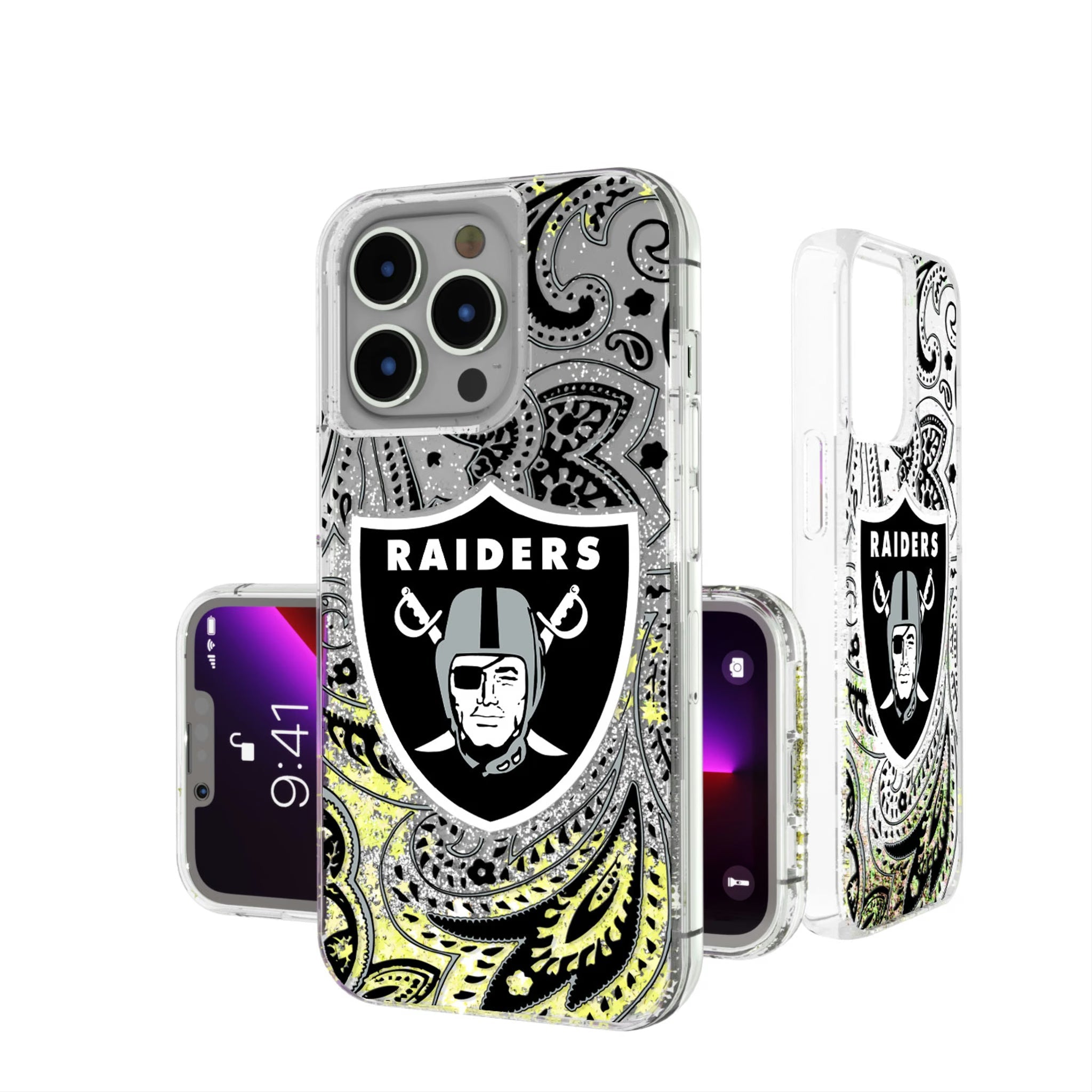 Las Vegas Raiders Paisley Glitter Phone Case 6