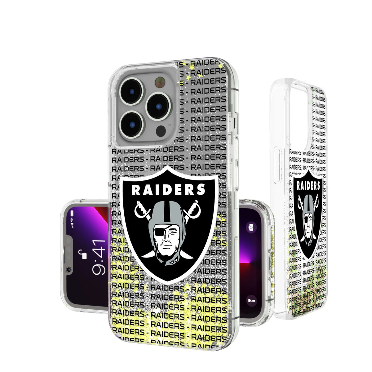 Las Vegas Raiders Text Backdrop Glitter Phone Case 9