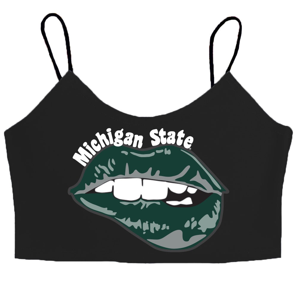 Michigan State Lips Black Spaghetti Tank | lojobands 6