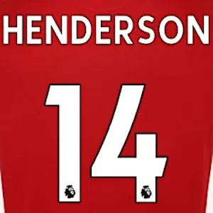 Liverpool 2019/22 Home Henderson #14 Jersey Name Set 1