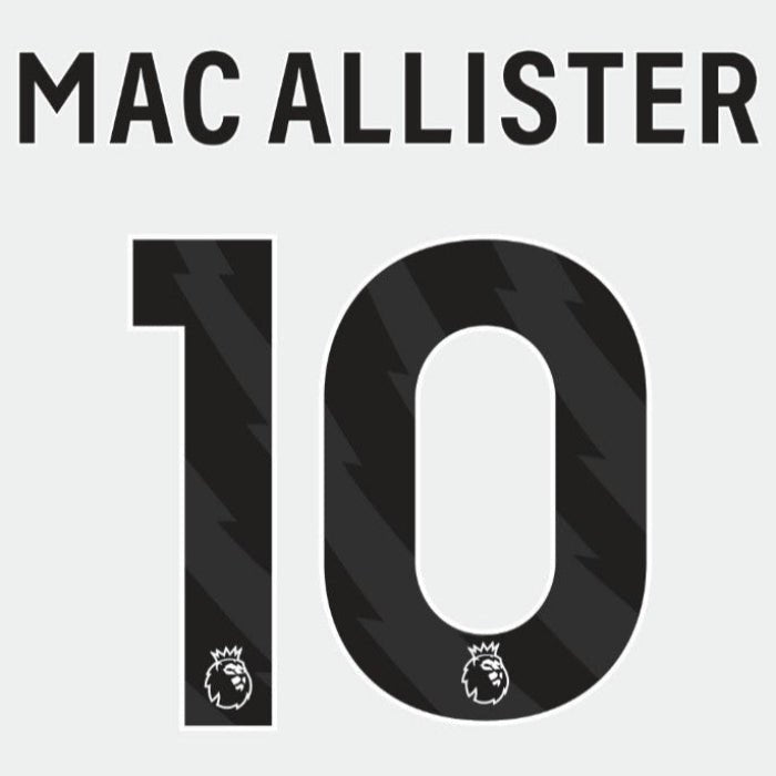 Liverpool 2023- Away Macallister #10 Youth Official Name Set- Black 1