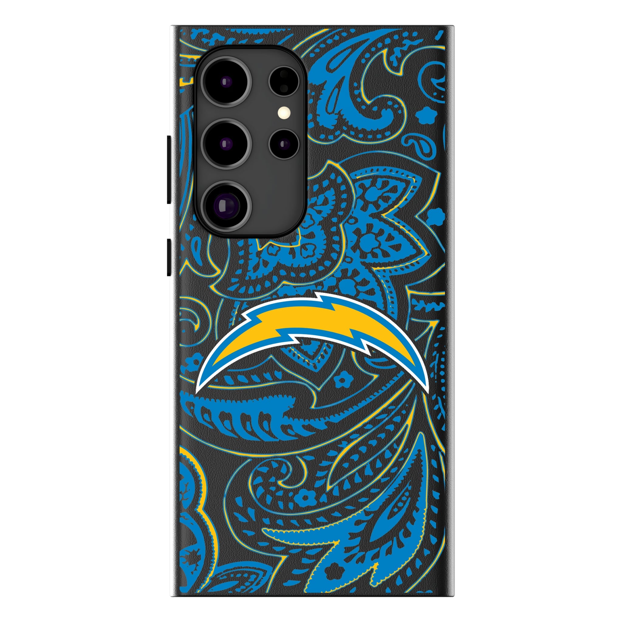 Los Angeles Chargers Paisley MagSafe Compatible Phone Case for Samsung Galaxy 10