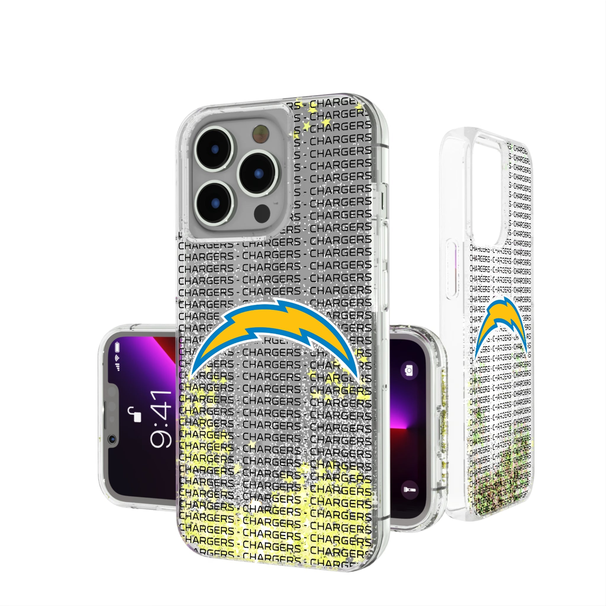 Los Angeles Chargers Text Backdrop Glitter Phone Case 18