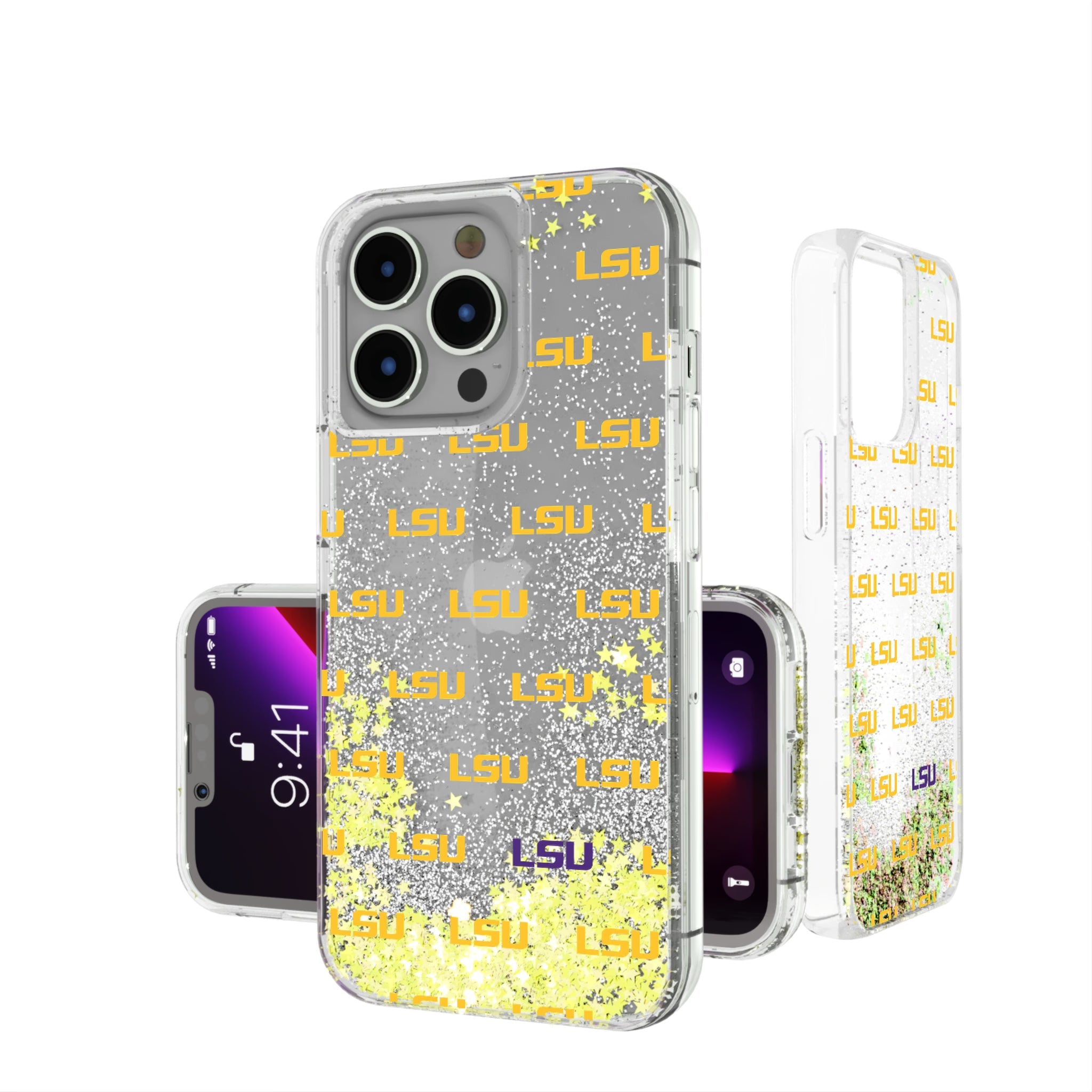 Louisiana State University Tigers Fashion Pattern Glitter Phone Case for Apple iPhone 4