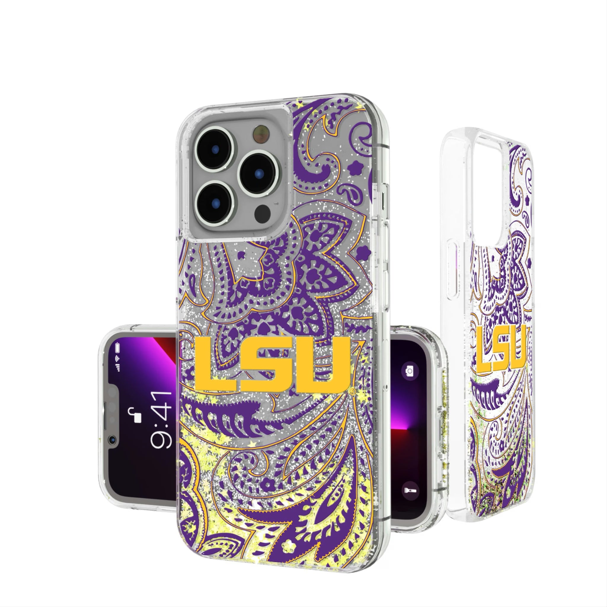 Louisiana State University Tigers Paisley Glitter Phone Case 4