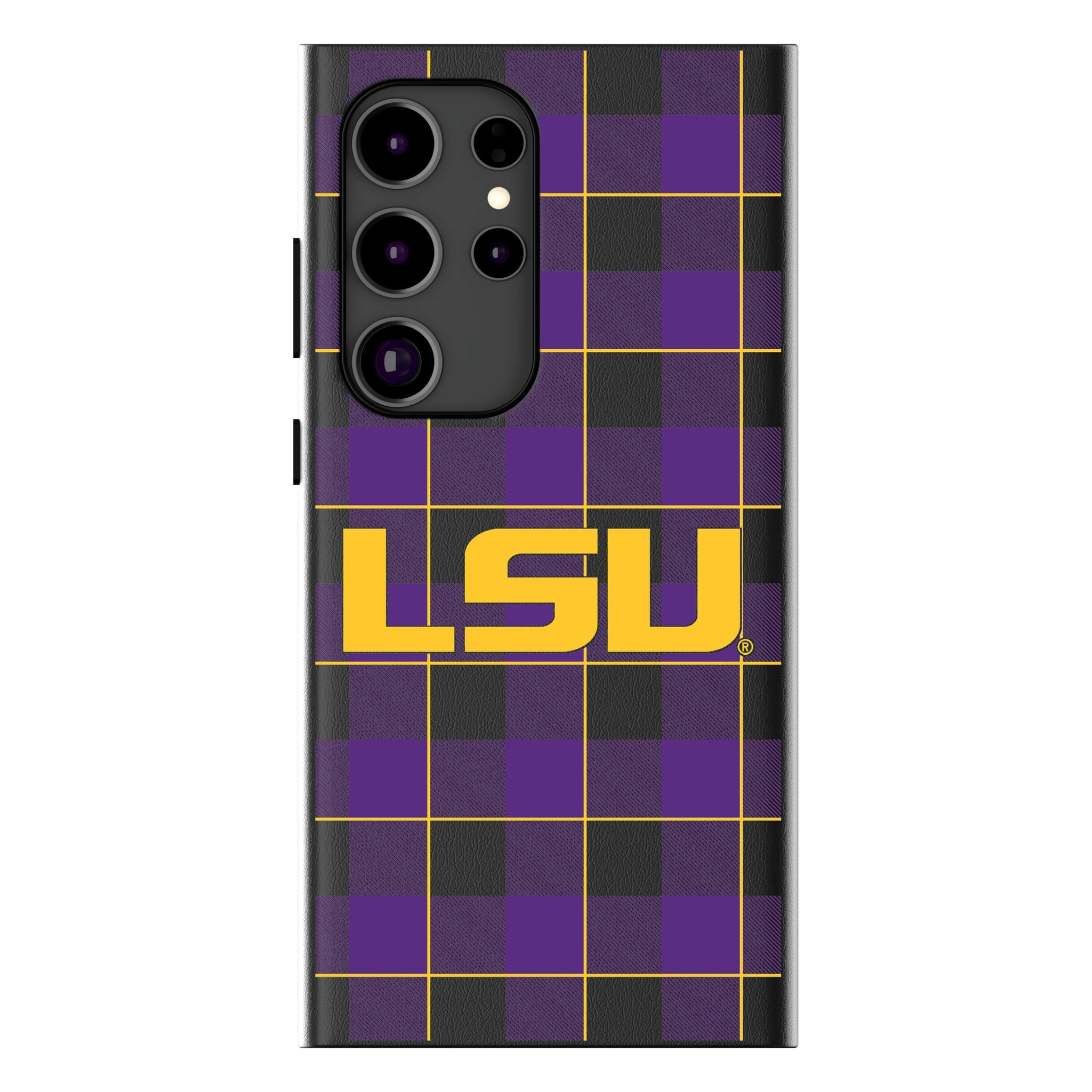 Louisiana State University Tigers Plaid MagSafe Compatible Phone Case for Samsung Galaxy 16