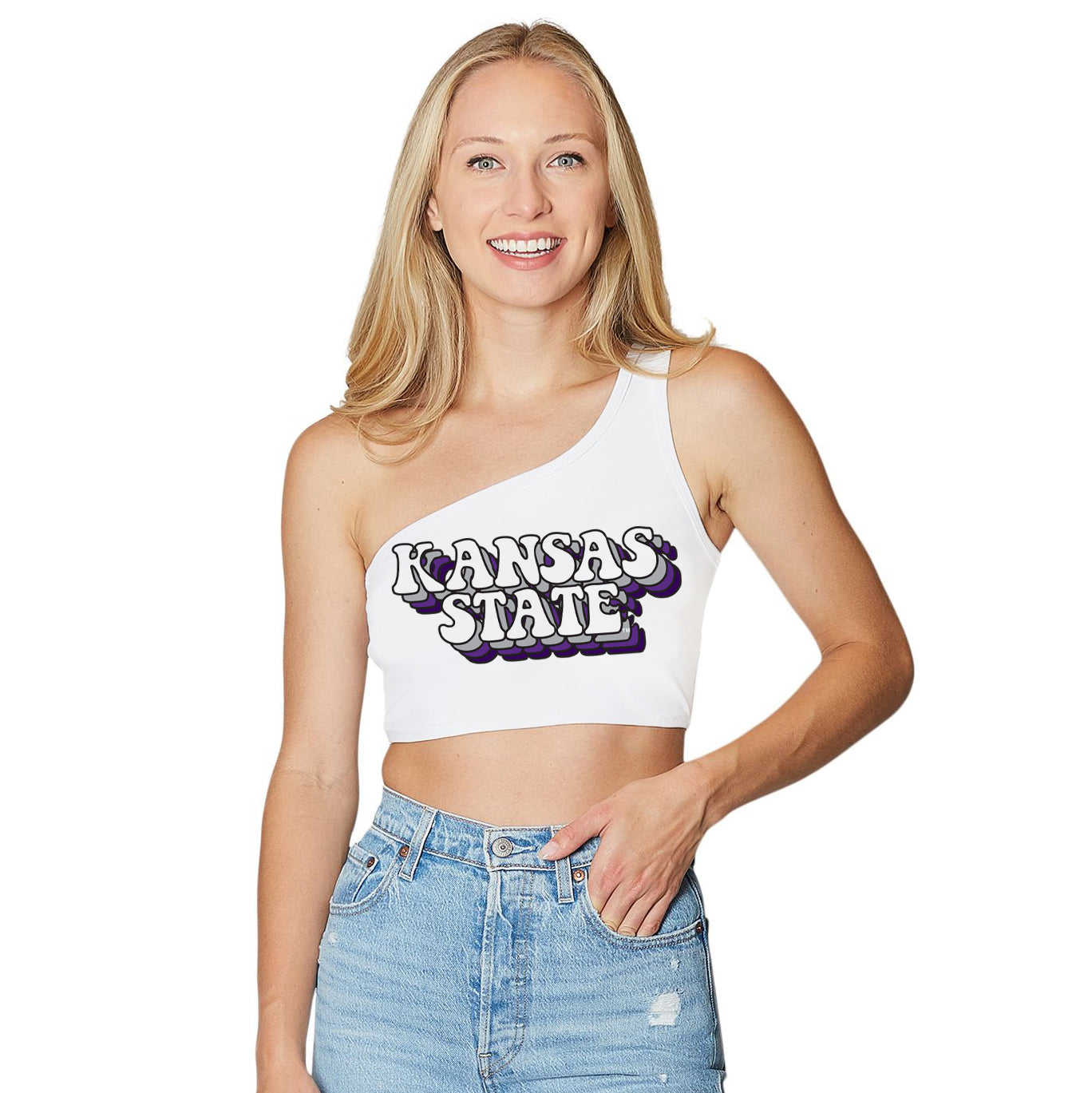 Kansas State Retro One Shoulder Top | lojobands