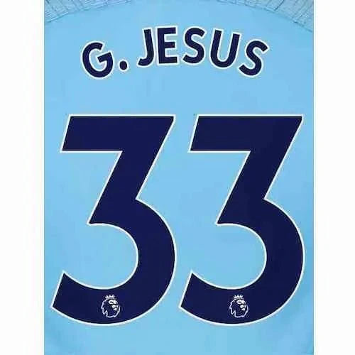 Man City 2018/19 Home G. Jesus #33 Jersey Name Set 1