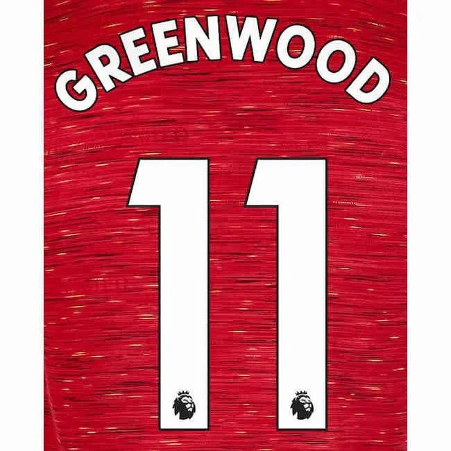 Man United 2019/22 Home Greenwood #11 Jersey Name Set 1