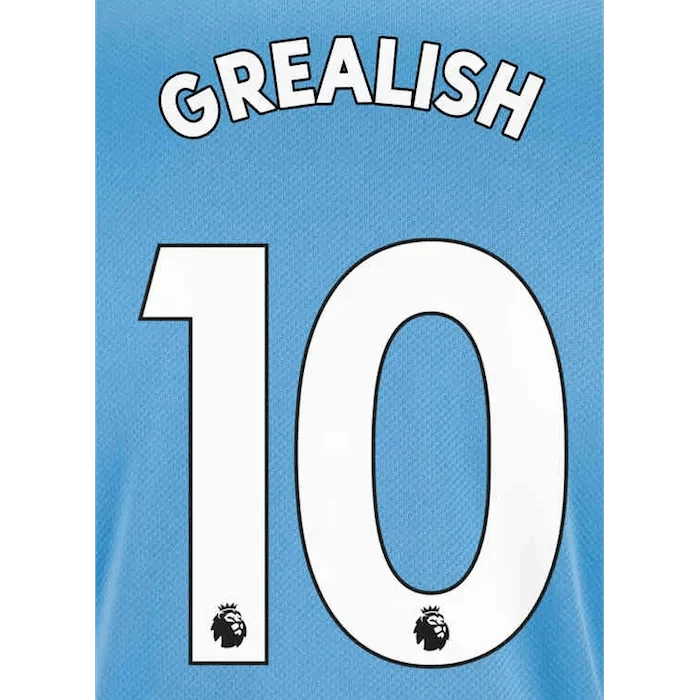 Manchester City 2021-22 Home Grealish #10 Jersey Name Set-White 1