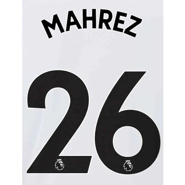 Manchester City 2021/22 Away Mahrez #26 Jersey Name Set-Black 1