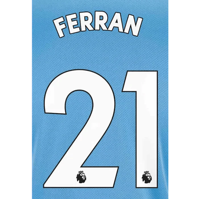 Manchester City 2021/22 Home Ferran #21 Jersey Name Set White 1