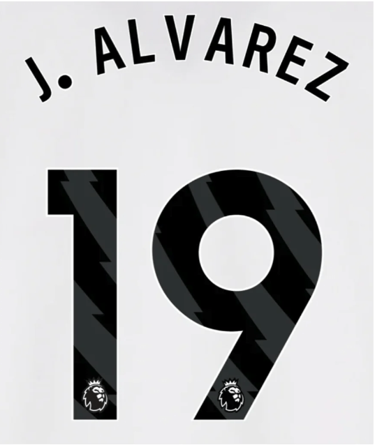Manchester City 2023-Away J. Alvarez #19 Jersey Name Set-Black 1