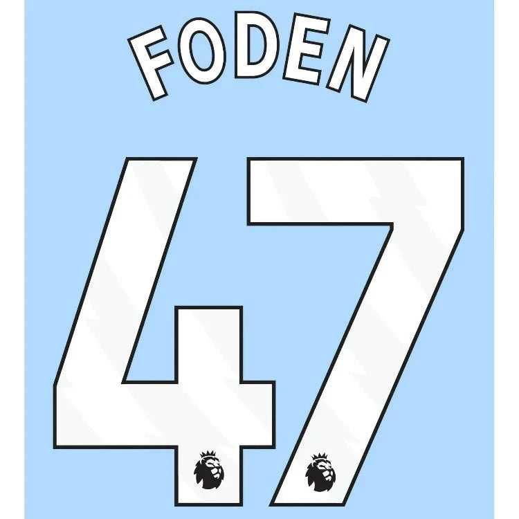 Manchester City 2023-Home Foden #47 Jersey Name Set-White 1