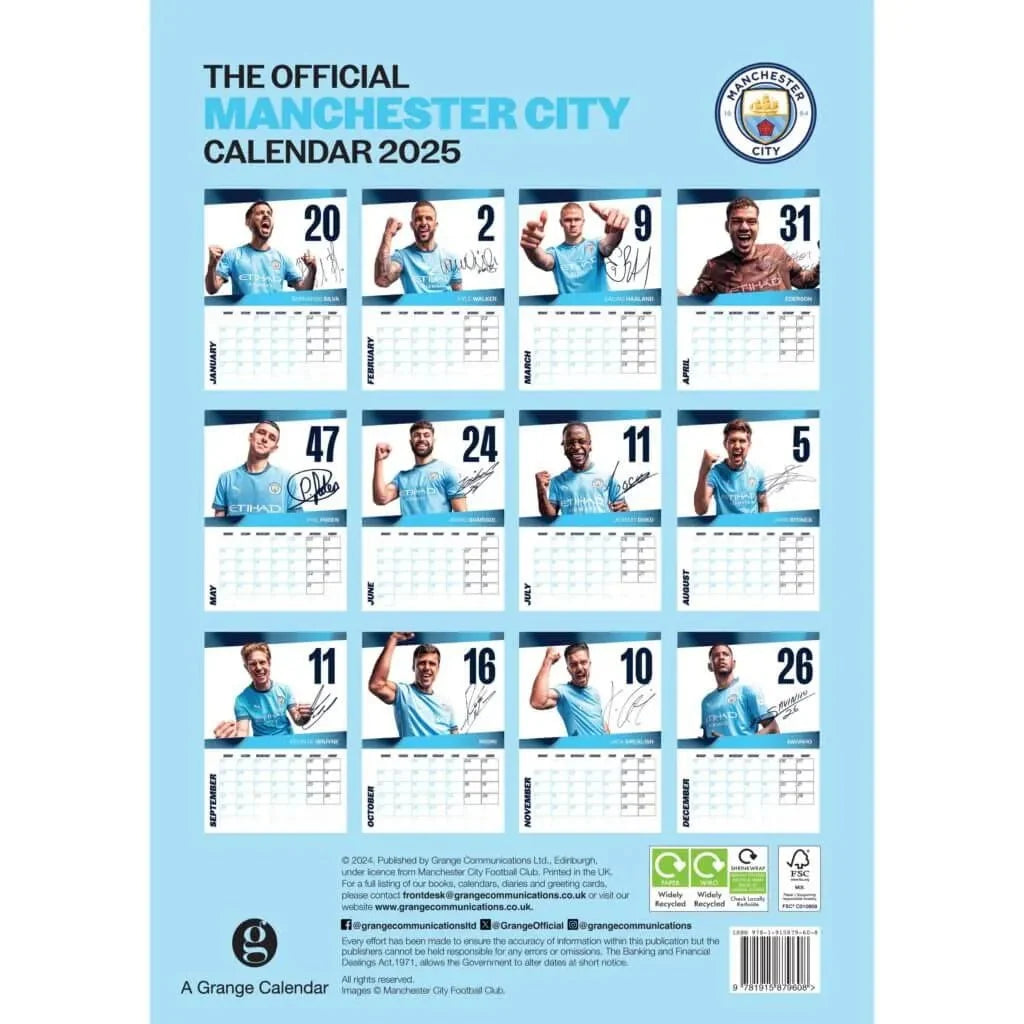 Manchester City 2025 Official Calendar 4