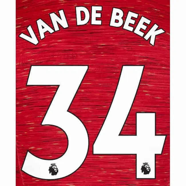 Manchester United 2019/22 Home Van De Beek #34 Jersey Name Set 1