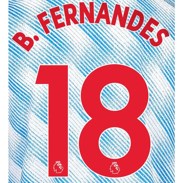 Manchester United 2021/22 Away B. Fernandes #18 Jersey Name Set-Red 1