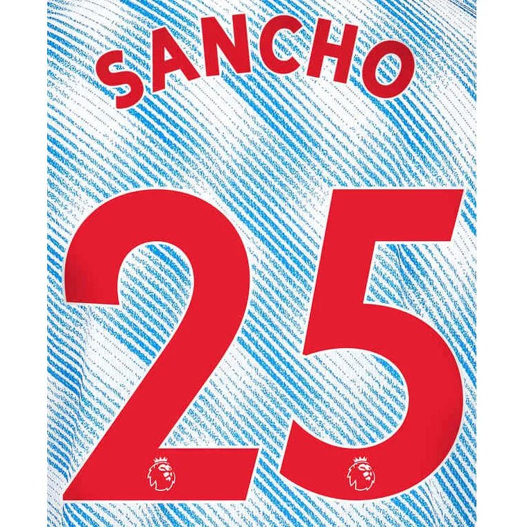 Manchester United 2021/22 Away Sancho #25 Jersey Name Set-Red 1