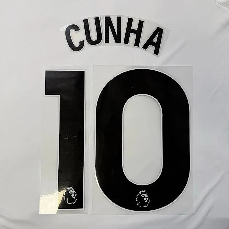 Manchester United 2025-Away CUNHA #10 Official Name Set-BLACK 1
