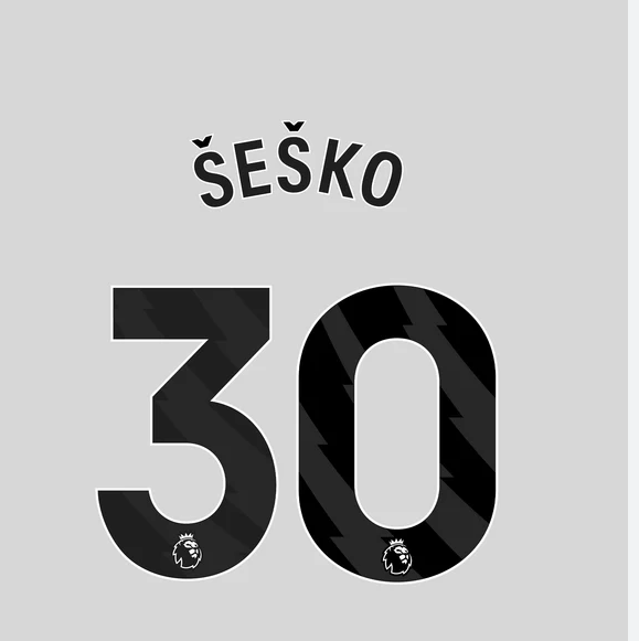 Manchester United 2025-AWAY SESKO #30 Official Name Set-Black 1
