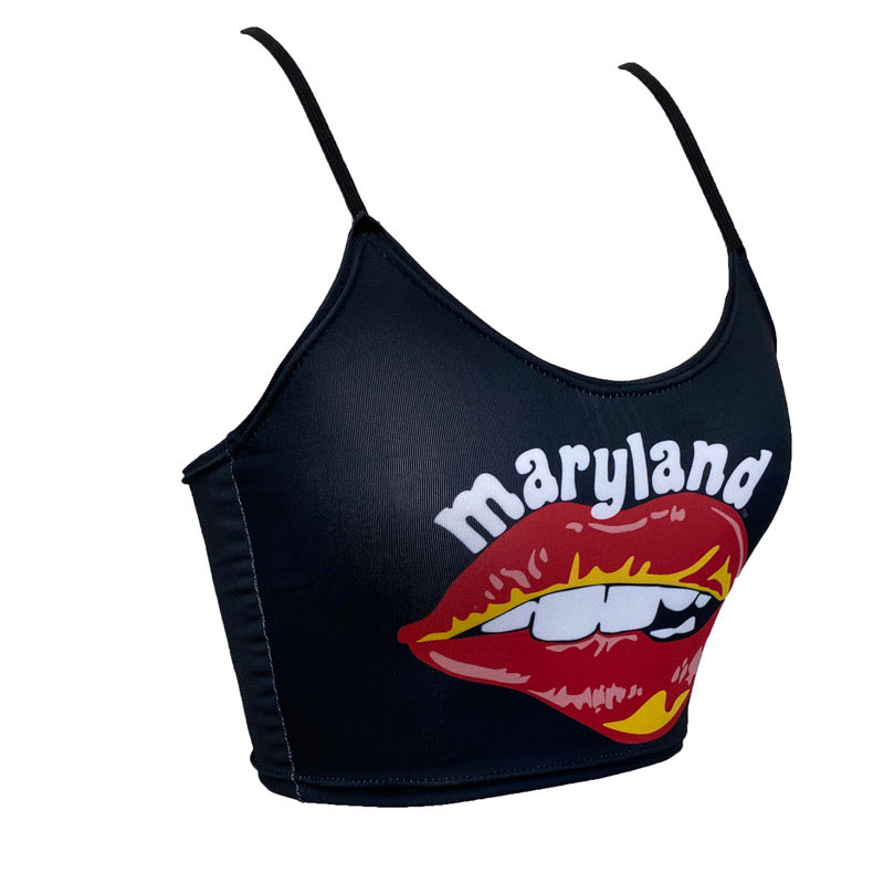 Maryland Terps Lips Black Spaghetti Tank | lojobands 5